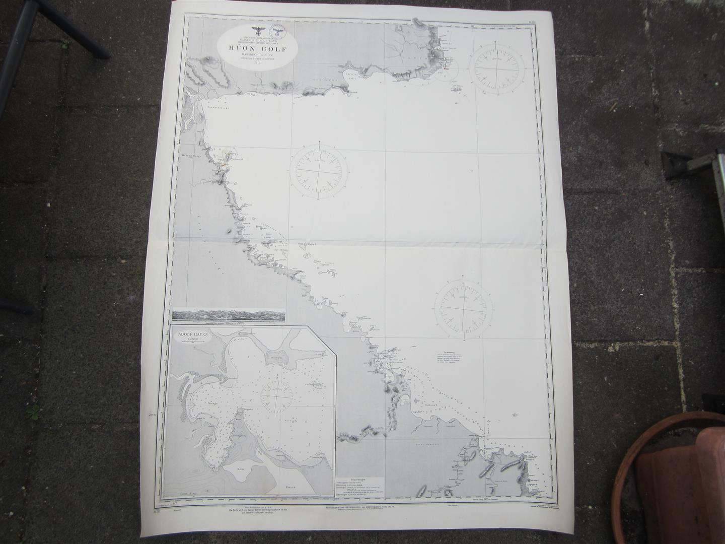 WW2 KM Sea Chart HUON GOLF, South Pacific